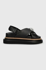 Kožené sandály Kurt Geiger London Orson Cross Strap Sandal dámské, černá barva, na platformě, 9992200109