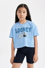 DEFACTO Girls Looney Tunes Crew Neck Short Sleeve Crop T-Shirt