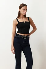 Trendyol Black Strappy Square Neck Back Zipper Detailed Knitted Blouse