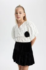 DEFACTO Girl Short Sleeve Patterned Blouse