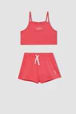 DEFACTO Girls' Printed Athlete Shorts 2-Piece Set