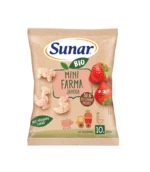 SUNAR BIO detské chrumky mini farma jahoda 10m+, 18 g