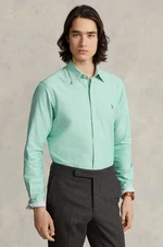 Bavlnená košeľa Polo Ralph Lauren pánska, zelená farba, slim, s golierom button-down, 710852742