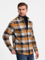 Ombre Men's plaid flannel shirt - yellow and black