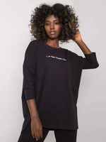 Black cotton blouse with inscription