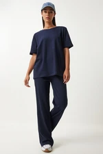 Happiness İstanbul Women's Navy Blue T-Shirt Tracksuit