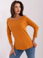 Dark orange blouse with 3/4 sleeves