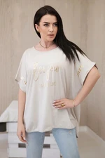 Beige cotton blouse plus size