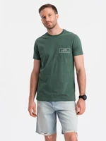 Ombre Streetstyle men's cotton t-shirt with pocket print - dark green