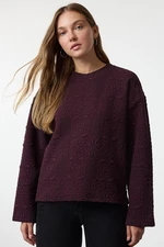 Trendyol Plum Jacquard Regular/Normal Pattern Knitted Sweatshirt