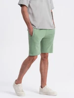 Ombre Men's knit shorts with drawstring and pockets - green