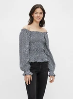 Dark Blue Floral Off-the-Shoulder Blouse Pieces Laoise - Women