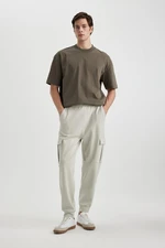 DEFACTO Oversize Fit Cargo Pocket Waist Tie Elastic Leg Pique Jogger Sweatpants