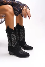 Riccon Ihiovana Women's Embroidered Western Boots 001288 Black Suede