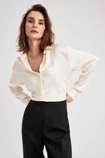 DEFACTO Regular Fit Basic Long Sleeve Satin Shirt