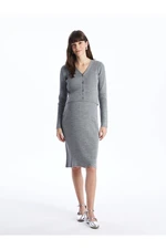 LC Waikiki V-Neck Straight Long Sleeve Maternity Cardigan and Dress Set