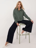 Dark green oversized corduroy button-down shirt SUBLEVEL