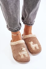 Women's Slippers With Reindeer And Fur Inblu CT000034 Beige