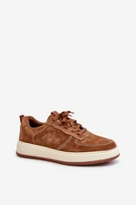 Men's platform sneakers suede Big Star brown