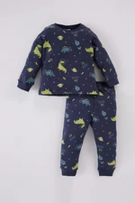 DEFACTO Baby Boy Pajama Set Dinosaur Printed Crew Neck Long Sleeve Top Long Bottom