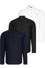 SET OF THREE G783 DEWBERRY JUDGE COLLAR SHIRT-BLACK-WHITE-NAVY BLUE