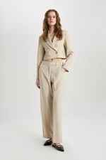 DEFACTO Straight Fit High Waist Straight Leg Trousers