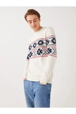 LC Waikiki Crew Neck Long Sleeve Patterned Men's Knitwear Sweater