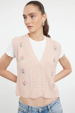 Trendyol Powder Flower Embroidery Detailed Knit Vest