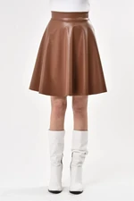 88854 Dewberry Flared Faux Leather Skirt-TABA