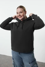 Trendyol Curve Black Hooded Knitted Sweatshirt