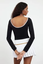 Trendyol Black Color Blocked Backless Fitted Knitted Blouse