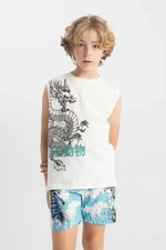 DEFACTO Boy's Crew Neck Printed Undershirt