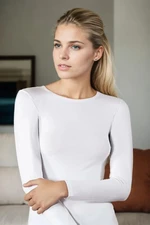 99766 Dewberry Round Neck Long Sleeve Women Body-WHITE