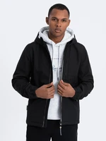 Ombre Men's SOFTSHELL jacket with fleece center - black