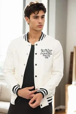 36934 Dewberry Mens College Jacket with Embroidery Detail-WHITE