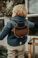 Detský kožený ruksak Donsje Matsi Backpack Bear hnedá farba, malý, s nášivkou, 5519601