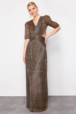 Trendyol Brown A-Line Knitted Evening Dress & Graduation Dress