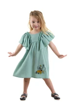 Denokids Floral Baby Girl Kid Green Muslin Ruffle Summer Dress