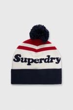 Čepice Superdry tmavomodrá barva, z tenké pleteniny