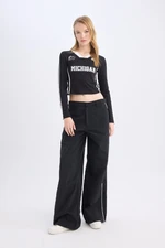 DEFACTO Cool Wide Leg Wide Leg Pocket Stripe Detailed Normal Waist Trousers