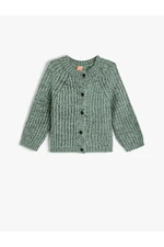 Koton Knitted Cardigan Button Closure Long Sleeve Round Neck