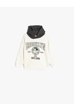 Koton Hooded Sweatshirt City Printed Long Sleeve Raised Cotton