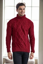 53285 Dewberry Slim-Fit Fisherman Corded Thick Mens Sweater-BORDEAUX