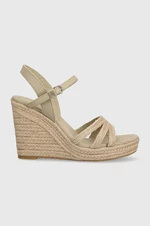 Sandále Tommy Hilfiger ESSENTIAL BASIC WEDGE SANDAL dámske, béžová farba, na kline, FW0FW07220