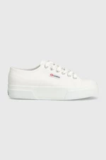 Tenisky Superga 2740 PLATFORM dámske, biela farba, S21384W