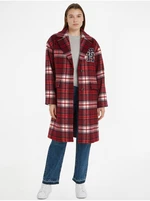 Women's red wool plaid coat Tommy Hilfiger