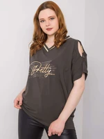 Tmavá khaki halenka plus size velikosti Richelle