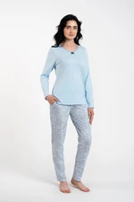 Salli women's pyjamas, long sleeves, long pants - blue/duk blue