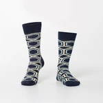 Men's socks with a navy blue pattern