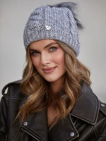 Dark grey winter hat with pompom